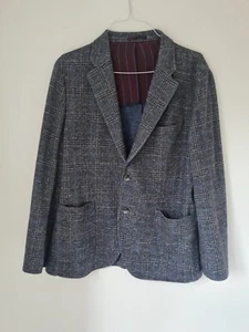 Hackett Blazer Size 44 R - Brand New With Out tags Grey Blue Check Wool/ Silk - Picture 1 of 9
