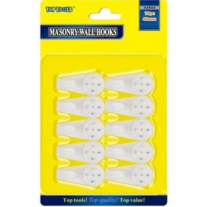 10 Piezas 40MM Top Tools Pequeño-Grande GANCHOS DE PARED MANSONERÍA Soporte De Colección Reino Unido - Imagen 1 de 1