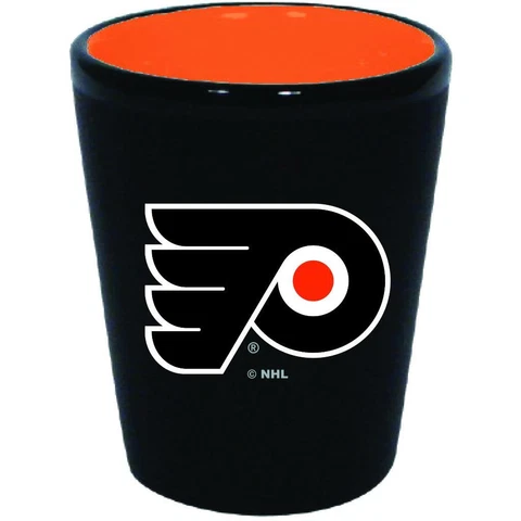 Philadelphia Flyers 2 Ounce Matte Black Shot Glass [NEW] NHL Drink Pint Glass Cover