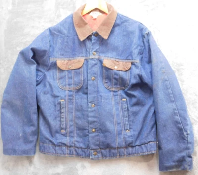 Key Imperial Trucker Jacket Men's LXL Denim Blue Corduroy Collar Insulated VTG - Image 1 of 4
