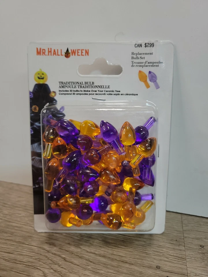 (2) Halloween 50 Bulb Peg Beads for Ceramic Tree or Crafts Orange Purple Pumkins