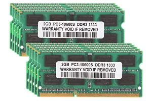 20 GB DDR3 RAM 10X 2 GB PC3-10600 DDR3-1333Mhz 1333 SODIMM Laptop Memory CL9 - Picture 1 of 10