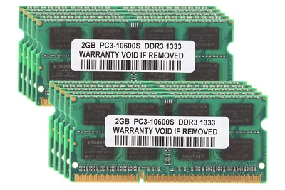 20 GB DDR3 RAM 10X 2 GB PC3-10600 DDR3-1333M​hz 1333 SODIMM Laptop Memory CL9 - Image 1 of 4