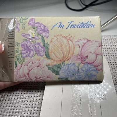 Vintage Hallmark Invitations, 2 PACKS OF 8 NEW Old Stock  Floral Design - Image 1 of 3