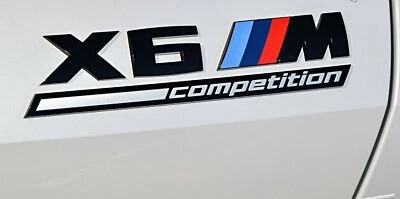 Original Para F96 X6 M Competición NEGRO Baúl Trasero Emblema Letras Calcomanía Insignia Foto 1 de 3