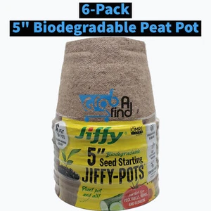 Jiffy 5" Diameter Organic Seed Starting Biodegradable Peat Pots, 6 Pack - Picture 1 of 8