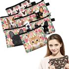 Plush Coin Purse Cat Dog With Flower Painting Women's Cosmetic Bag  Lipstick
