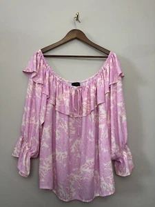 Eloquii Plus Size Women’s 22 Off Shoulder Floral Ruffle Blouse Print Top - Picture 1 of 4
