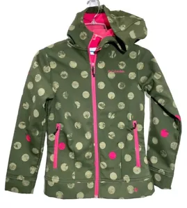 Girls Columbia Omni Shield Jacket Full Zip Hoodie Fleece Lined Green Pink 14/16 - Picture 1 of 8