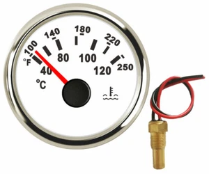 52MM Water Temp Gauge with Sender 100-250F 287.4-22.4ohms 9-32VDC For Car Marine - Picture 1 of 8