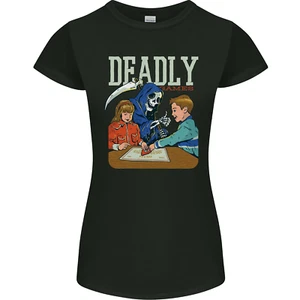 Deadly Games For Kids Grim Reaper Ouija Board Womens Petite Cut T-Shirt - Picture 1 of 11