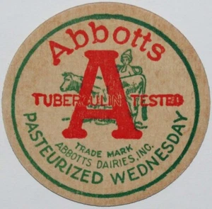 Vintage milk bottle cap ABBOTTS cow pictured Wednesday Philadelphia Pennsylvania - Picture 1 of 2