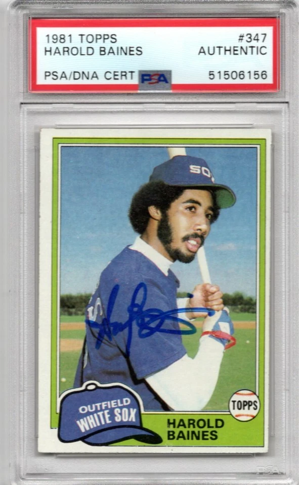 HAROLD BAINES PSA DNA SIGNED 1981 TOPPS HOF ROOKIE CARD WHITE SOX Foto 1 de 1