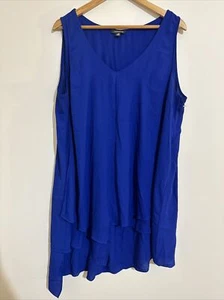 AUTOGRAPH Size 18 Women’s Top Blouse Royal Blue Chiffon Assymetrical Sleeveless - Picture 1 of 12