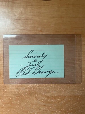 Red Grange Signed Index Card Auto HOF Bears Autograph JSA Auction COA - Image 1 of 3
