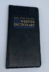 Vintage 1965 New Vest Pocket Webster Dictionary Black Leather Cover GUC - Picture 1 of 5