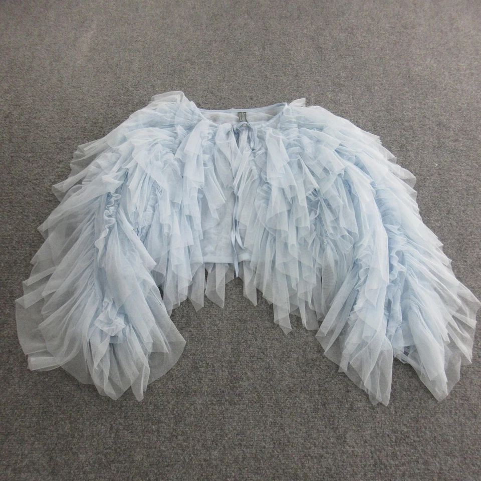 Anthropologie Jacket Womens Small Petite Blue Tulle Ruffle Sheer Capelet - Image 1 of 4