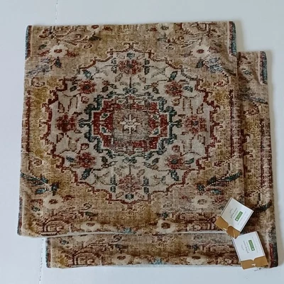 Pottery Barn Abella гобелен печать бархат подушка чехол S/2 ржавчины бирюзовый 20» новый с Ярлыками - Изображение 1 из 4