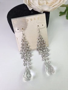 Miriam Haskell Rhinestone Costume Droplet Earings on Card - Picture 1 of 9