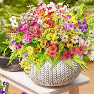 14pcs Artificial Flowers Outdoor UV Resistant Fake Flower for Outside Faux Gr... - Picture 1 of 7