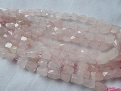 Cubo facetado de cuarzo rosa natural de 13 3/4" 6-9 mm de largo cuentas de piedra A385 DNG Foto 1 de 3