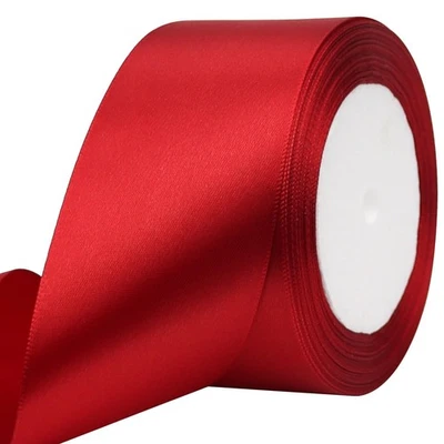 Fita de cetim sólido vermelho profundo 2 polegadas 25 jardas fita de tecido de poliéster sólido para... - Imagem 1 de 4