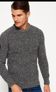 Herren-Winterpullover Surplus Grobstrick Baumwolle Slim Fit Large von Superdry, neu - Bild 1 von 13