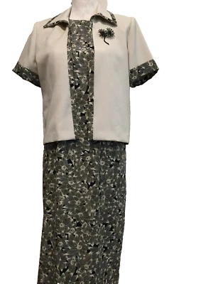 Miss Dorby 3-PC Sleeveless Dress/Jacket/Pin Set SZ 8 Short Sleeve shoulder pads - Image 1 of 4