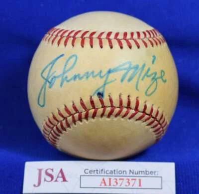 Johnny Mize JSA COA Autograph American League Signed Baseball - Image 1 of 2