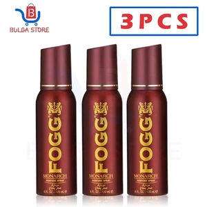 3x 120ML FOGG MONARCH Perfume Body Spray Deodorant No Gas Long-Lasting For Men - Picture 1 of 5