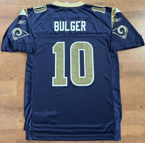 St Louis Rams Marc Bulger Jersey #10 Men’s Size Medium Reebok On Field Cover