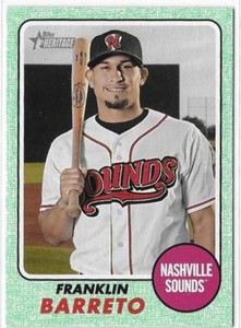 2017 TOPPS HERITAGE MINORS - GREEN BORDER - FRANKLIN BARRETO /50