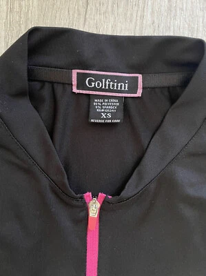 Camiseta sin mangas Golftini para mujer negra activa rosa intenso cremallera talla extra pequeña Foto 1 de 4