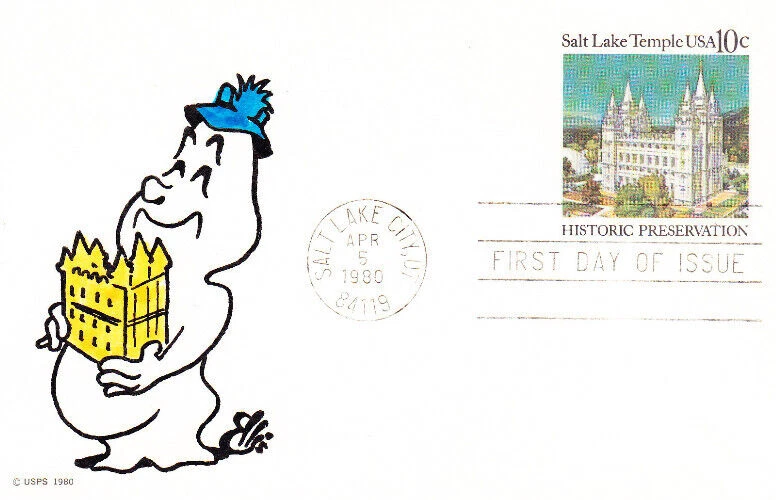 Ellis First Day Cover #UX83 Salt Lake Temple Historic Preservation 1980 - Image 1 of 1