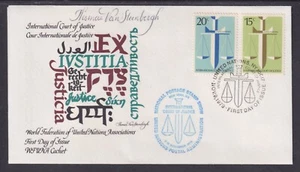 Thomas Van Steenbergh, envelope cachet artist, signed UN Court of Justice FDC - Picture 1 of 3