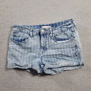 SO Womens 13 Jean Shorts Blue Denim Striped Favorite Shortie Stretch Acid Wash - Picture 1 of 10