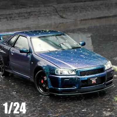 1:24 Nissan Skyline GTR-R34 Alloy Vehicle Model Toy Car Diecast Fast＆Furious  - Image 1 of 4