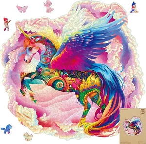Unicorn Wooden Jigsaw Puzzle 925pcs, Animal Shaped 23.3x22.5in - Picture 1 of 7