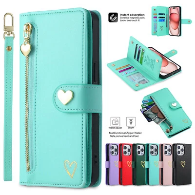 For iPhone 16 15 Pro Max 14 13 12 11 XS XR 8 Leather Card Wallet Case Flip Cover - Image 1 of 4