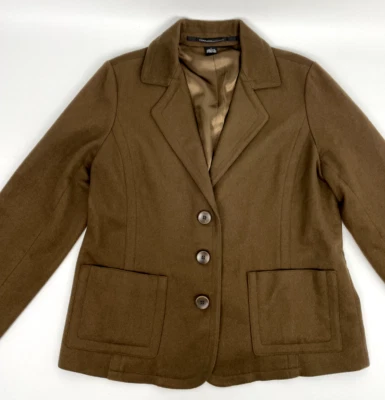 ISDA & Co. Abrigo Corto Marrón Lana Mezcla Cachemira Forrado Chaqueta Talla Grande Foto 1 de 4