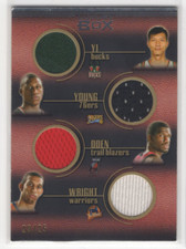 2007-08 Luxury Box Quad Relics Gold Yi Jianlian Young Oden Wright Jersey /25 RC