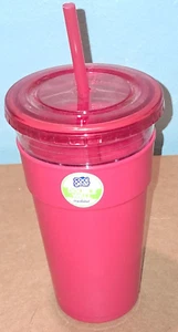 VASO AISLANTE DE DOBLE PARED COOL GEAR CON PAJITA 20 FL OZ ROJO RETORCIDO STRA UG29 - Imagen 1 de 3