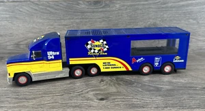 1997 Sunoco Racing Semi Truck Toy Car hauler Blue Sun Company Detachable Trailer - Picture 1 of 18