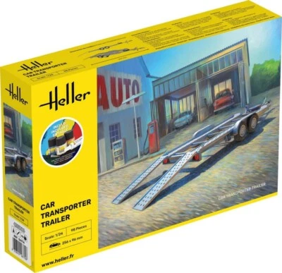 KIT MODELLISMO AUTO STATICO HELLER CARRELLO TRAILER TRASPORTO SCALA 1:24 - Immagine 1 di 4