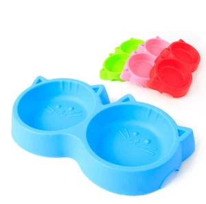 Pet Double Bowls Creative Easy To Clean Bowl Pet Food Water Feeder Dog Cat Bowl - Picture 1 of 5