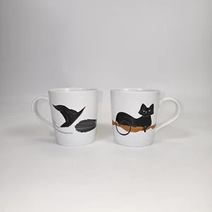 Crate And Barrel Cat Witch Broom Mug 13oz set of 2 - Picture 1 of 16