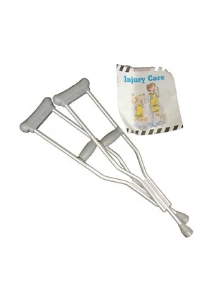 American Girl Feel Better Crutches Pair Injury Care Booklet Toy Metal 18 in Doll - Image 1 of 4