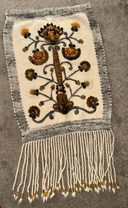 Vintage Polish Rug Wool Wall Hanging Handwoven Folk Art Floral - Picture 1 of 5