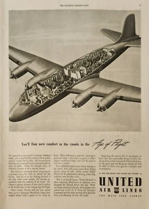 1944 United Air Lines Vintage Ad you'll find new comfort in the clouds - Picture 1 of 1