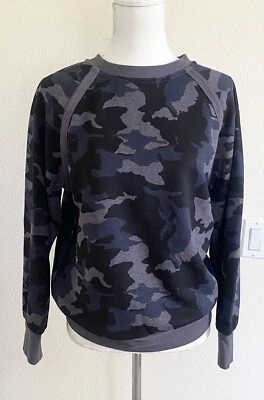 PrAna Sweater Womens S Cozy Up Sweatshirt Nautical Blue Camo Hemp Pullover - Image 1 of 4